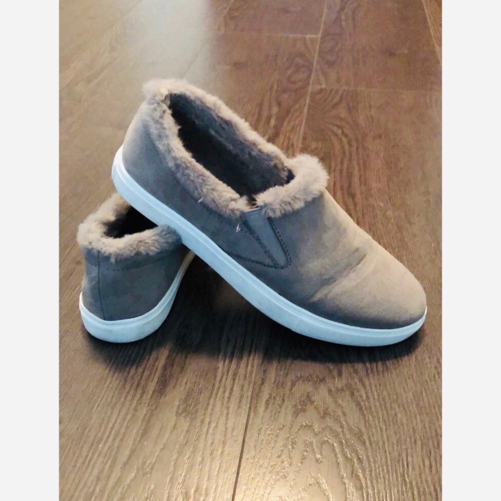 Grey Suede Slip Ons